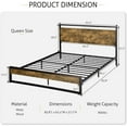 thumbnail image 4 of Queen size Metal Wood Platform Bed Frame with Industrial Headboard, 4 of 4
