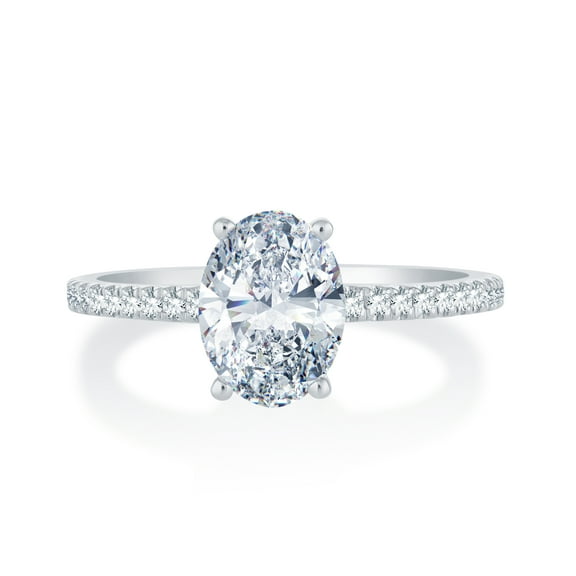 Lumante's 1.67cttw Lab-grown Diamond Oval Engagement Ring in 14k White Gold, Solitaire (1.5 ct) (F-G Color, VS Clarity) Ring Size 4