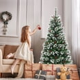 thumbnail image 2 of Gymax Arbre de Noël Artificiel de 6 Pieds Arbre à Charnières Floqué de Neige W / Baies Rouges, 2 of 10