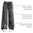 thumbnail image 7 of Y2K Teen Girls Wide Leg Jeans with Star Patch, Baggy Denim Pants with Raw Edge Detail for Girls 13-16 Years, 7 of 7