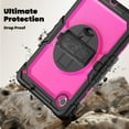 thumbnail image 4 of Dteck for Lenovo Tab M11 11-inch 2024 Case with Built-in Screen Protector, Shockproof Case with Shoulder Strap & Rotating Hand Strap Kickstand for Lenovo M11 (TB330FU / TB330XU) Tablet,Black + Rose, 4 of 8
