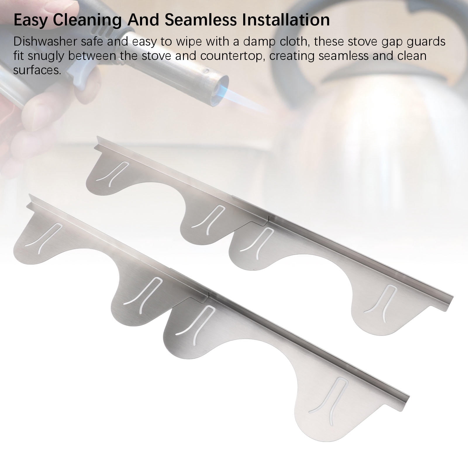 BIMZUC 2‑Pack Stainless Steel Retractable Stove Gap Covers, 35‑70 cm Adjustable, Silver, Kitchen Counter Guard