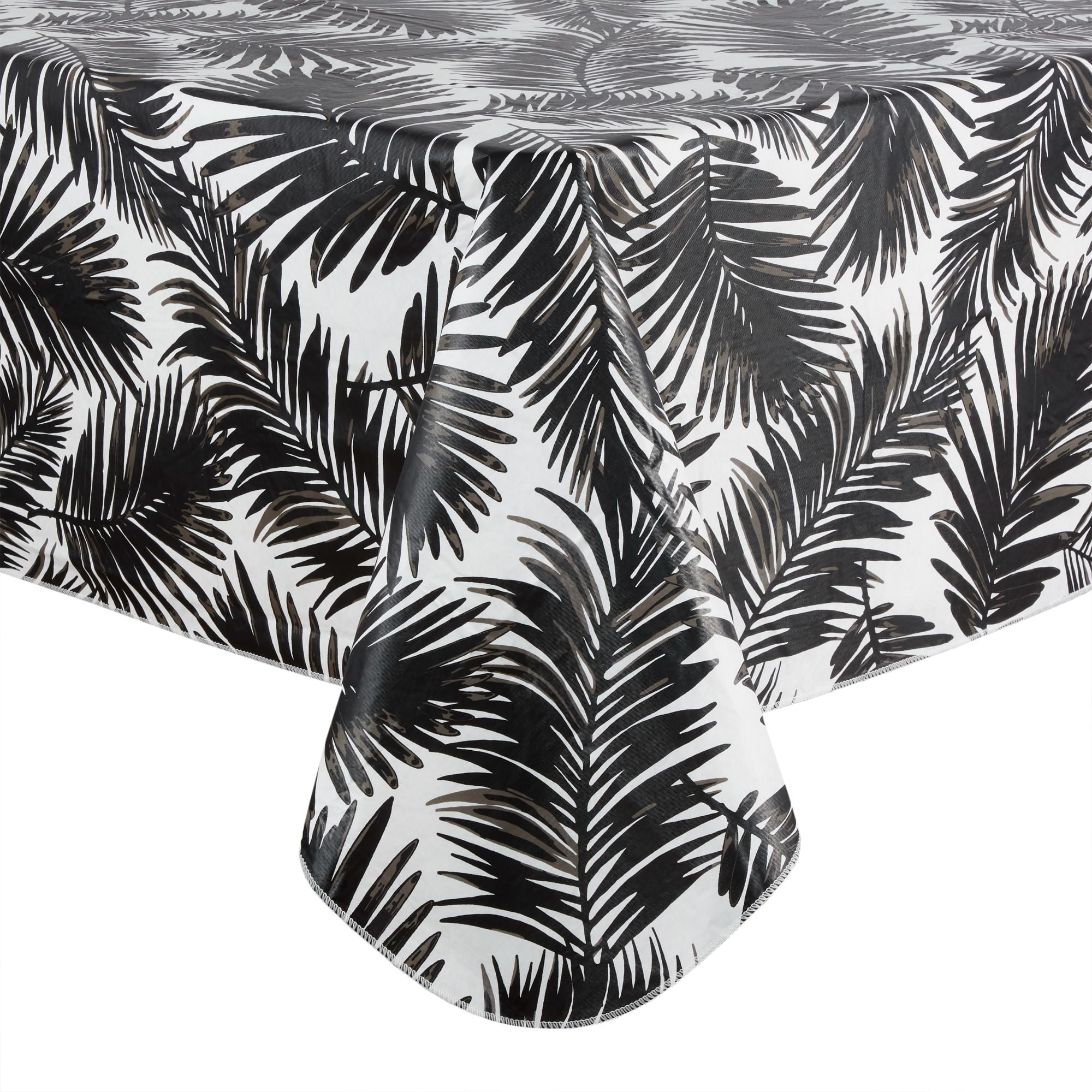 Buy Mainstays Black and White Palm Leaves PEVA Vinyl Tablecloth, 60W x 102L Online in India