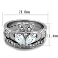 thumbnail image 2 of Luxe Jewelry Designs 2-Piece Women's Stainless Steel Wedding Claddagh Ring Set with CZ Stones, Size, 2 of 4