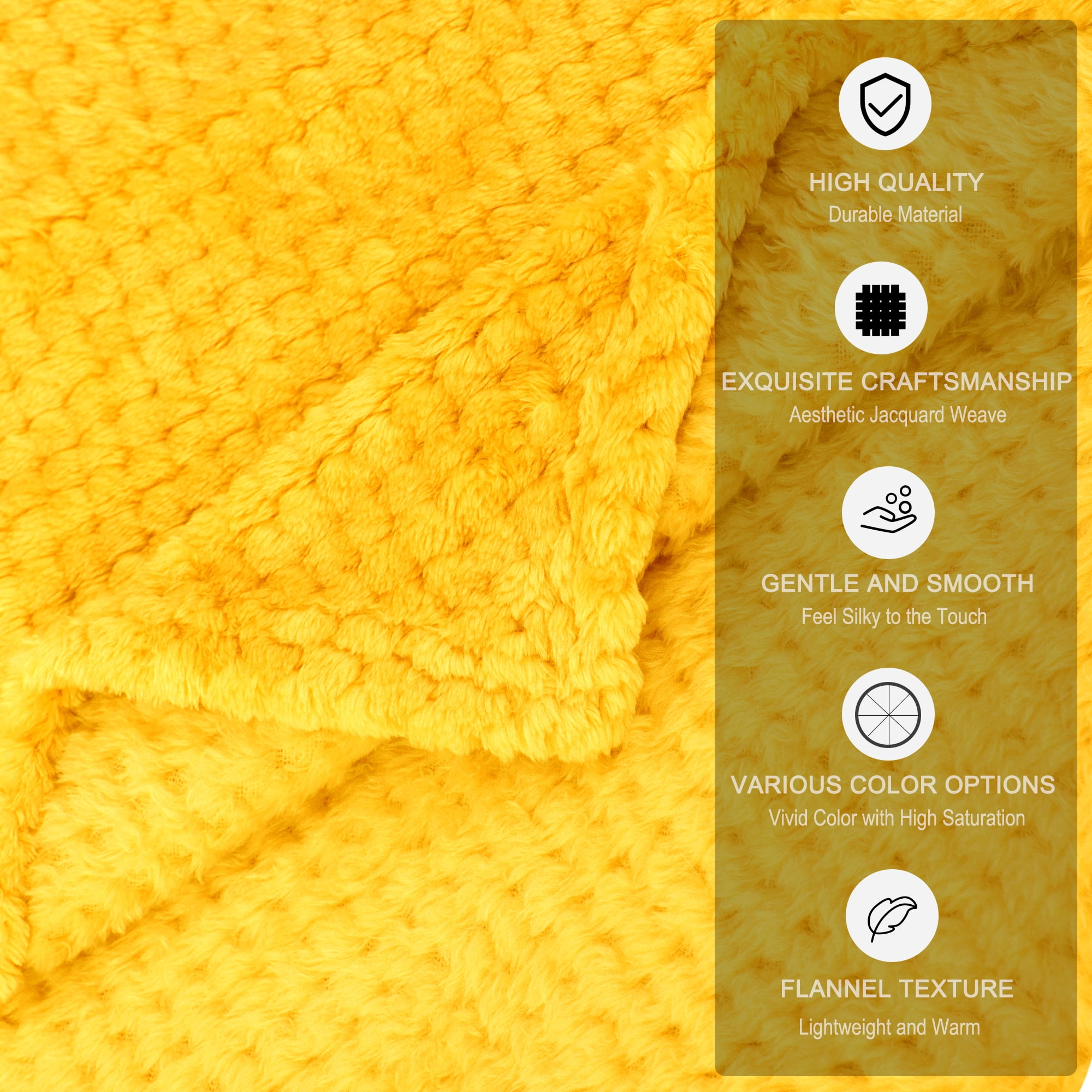 Unique Bargains Soft Flannel Fleece Velvet Blanket Yellow 78" x 90"