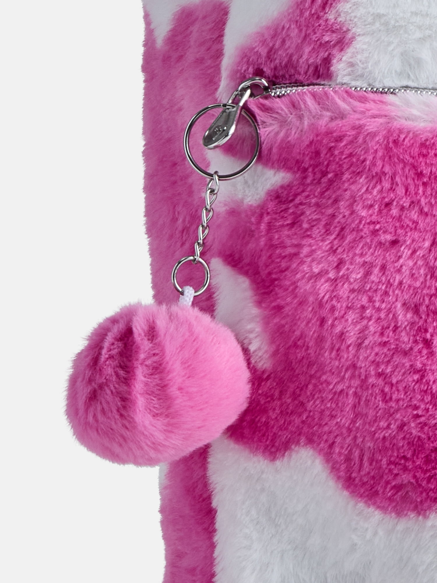 Justice Girls Faux Fur Rucksack Backpack, Pink Cow