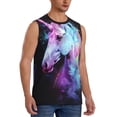 thumbnail image 2 of Yiaed Rainbow Spotted White Horse Print Men's Singlet Vests Summer Running Muscle Tank Tops Gym Undershirt Round Neck Sleeveless for man, 2 of 5