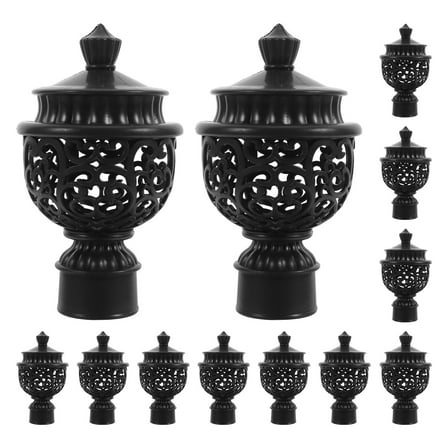 Clispeed Decorative Curtain Rod Ends ABS Material Black for Home Decoration 12Pcs