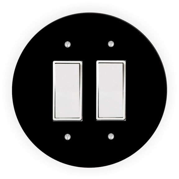 Black Design - Round Light Switch Plate Cover - Double Rocker