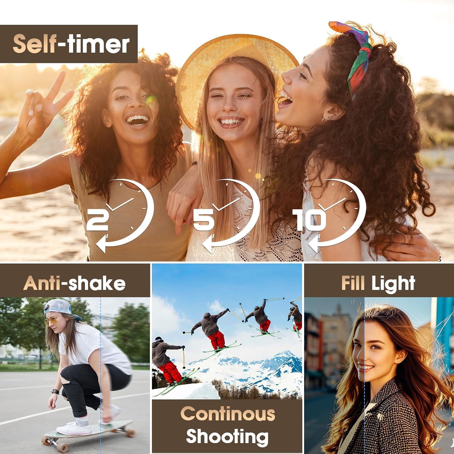 BREWENE Digital Camera 4K Autofocus Vlogging Camera for YouTube with 32GB Card,48MP UHD 16X Digital Zoom Point and Shoot Camera for Photography