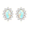 thumbnail image 2 of Rosec Jewels Oval Shape Ethiopian Opal Stud Earrings with Diamond Halo - 1.8 Carat - AAA Grade, 18K Yellow Gold, 2 of 7