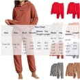 thumbnail image 3 of Enjoytime Fall Winter Pajamas for Women Set Thick Velvet Warm Loungewear Crewneck Long Sleeve Hooded Tops Pants 2 Piece Sets Soft Comfy Sleepwear, 3 of 8