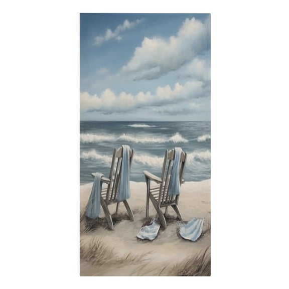 RKSupls Beach Chairs Blue Towels Coastal Painting Microfiber Beach Towel Absorbent Compact Towels for Swimming Pool Beach Travel Things for Vacation Essentials Adult Gift,61.4×30.3Inch