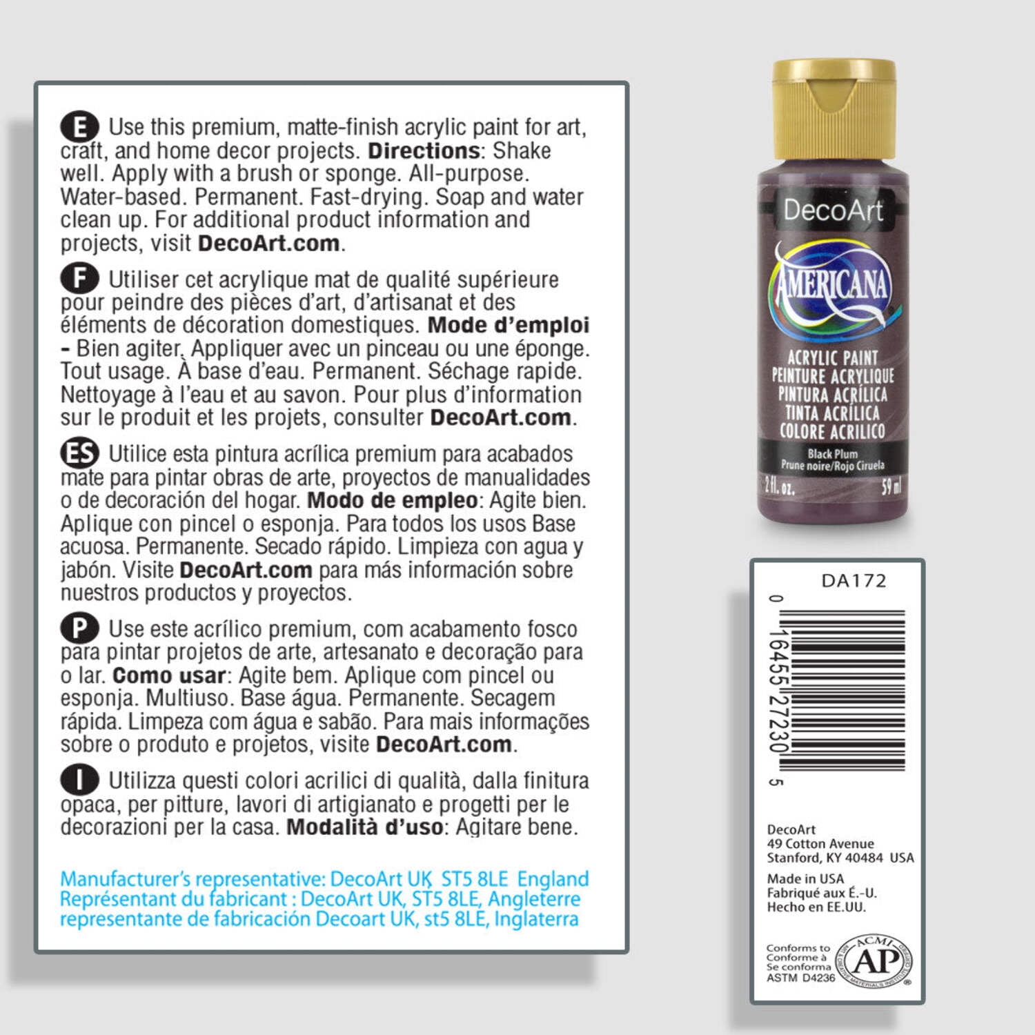 (2 pack) DecoArt Americana Acrylics 2 fl oz, Dioxazine Purple, Matte Finish, Paint for Art, Craft & DIY Projects