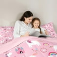 thumbnail image 4 of Castle Fairy Cartoon Unicorn 7-Piece Twin Bedding Sets for Girls Kids,Princess Castle Bedding Comforter Set,Girly Flower Rainbow Breathable Sheet Sets,Super Cozy Room Decor, 4 of 8