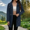 thumbnail image 7 of Womens Long Hiking Jackets Waterproof Zipper Outdoor Active Fashion Jackets Windbreaker Tunic Trench Coat with Pocket Navy, M, 7 of 7