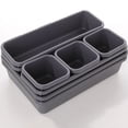thumbnail image 1 of Organizador de cajones transparente gris con divisor de almacenamiento y bandeja de almacenamiento con 3 tamaños de compartimentos para cubiertos, cosméticos y joyas, para cocina, dormitorio y baño., 1 of 5