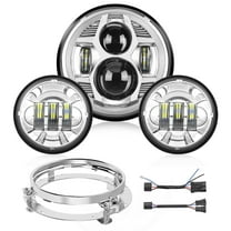 Nilight 7 Inch Motorcycle LED Headlight 4.5 Inch Fog Lights Auxiliary DOT Kit Compatible with Harley Davidson Electra Street Glide Fat Boy Road King Heritage Softail CVO