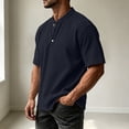thumbnail image 6 of TKKCS Mens Waffle Knit Henley Shirt- Relaxed Fit Short Sleeve Lightweight Daily Casual Pullover Top Navy Size XL, 6 of 8