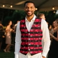 thumbnail image 4 of Yuyamidu Red Buffalo Grid Men's Suit Vest Size 4XL Snowflake V Neck Business Dress Vests Christmas Formal Wedding Waistcoat Slim Fit, 4 of 7