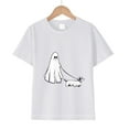 thumbnail image 4 of Caqnni Plus Size Halloween Shirt for Girls Cute Ghost Graphic T-Shirt Fall Pumpkin Casual Short Sleeve Party Tee Top Halloween T-Shirt (10-12 Years,White), 4 of 4