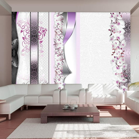 Tiptophomedecor Floral Wallpaper Wall Mural - Parade Of Orchids In Violet