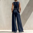 thumbnail image 4 of CIENVNSTG Workout Sets For Women Sleeveless Crop Top Wide Leg Pants 2 Piece Outfit Cruise Travel Beach Vacation Clothes With Pocket L, 4 of 7