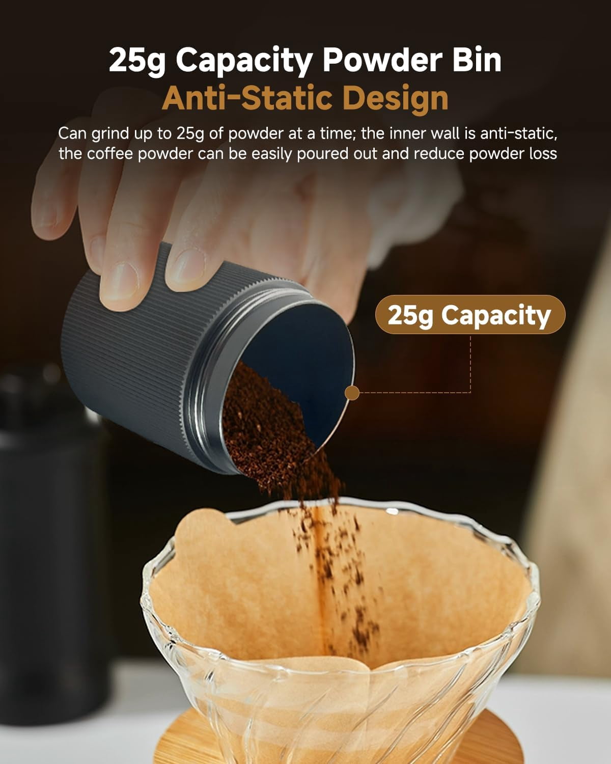 Manual Coffee Grinder with 30 Adjustable Settings, CNC Stainless Steel Burr for Espresso French Press