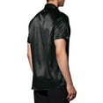 thumbnail image 3 of INSPIRE CHIC Satin Shirts for Men's Button Down Collared Short Sleeve Business Shirts Black S, 3 of 6