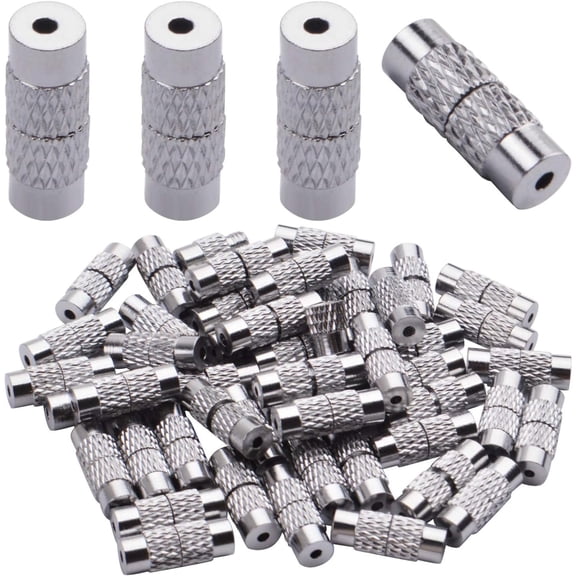 50pcs Brass Screw Clasps Barrel Clasps Cord End Caps Jewelry End Tips for Bracelet Necklace Making,Silver