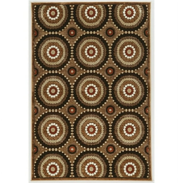 Linon Juncture Cylinders Power Loomed Chenille Polyester 5'x8' Rug in Brown