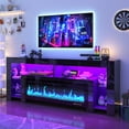thumbnail image 2 of Blotout Fireplace TV Stand for 85/90''TV with 50'' Fireplace, 82'' Modern LED Entertainment Center with Overheat Protection, Adjustable Shelves, 2 Tier Fireplace Console for Living Room, Bedroom, 2 of 8