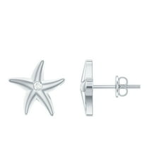 Rosec Jewels Lab Grown Diamond Starfish Earrings for Women - Diamond Stud Earrings with Screw Back - EF-VS Quality Certified, 925 Sterling Silver