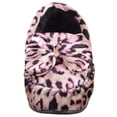 thumbnail image 2 of Womens Slip On Animal Print Bow Design Moccasin Style Slippers - Pink - US 5, 2 of 7