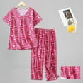 thumbnail image 2 of felwors Women's Fall Cute Capri Pajama Set Cotton Lounge Sets Soft Pj Short Sleeve Hot Pink, XXXL, 2 of 3