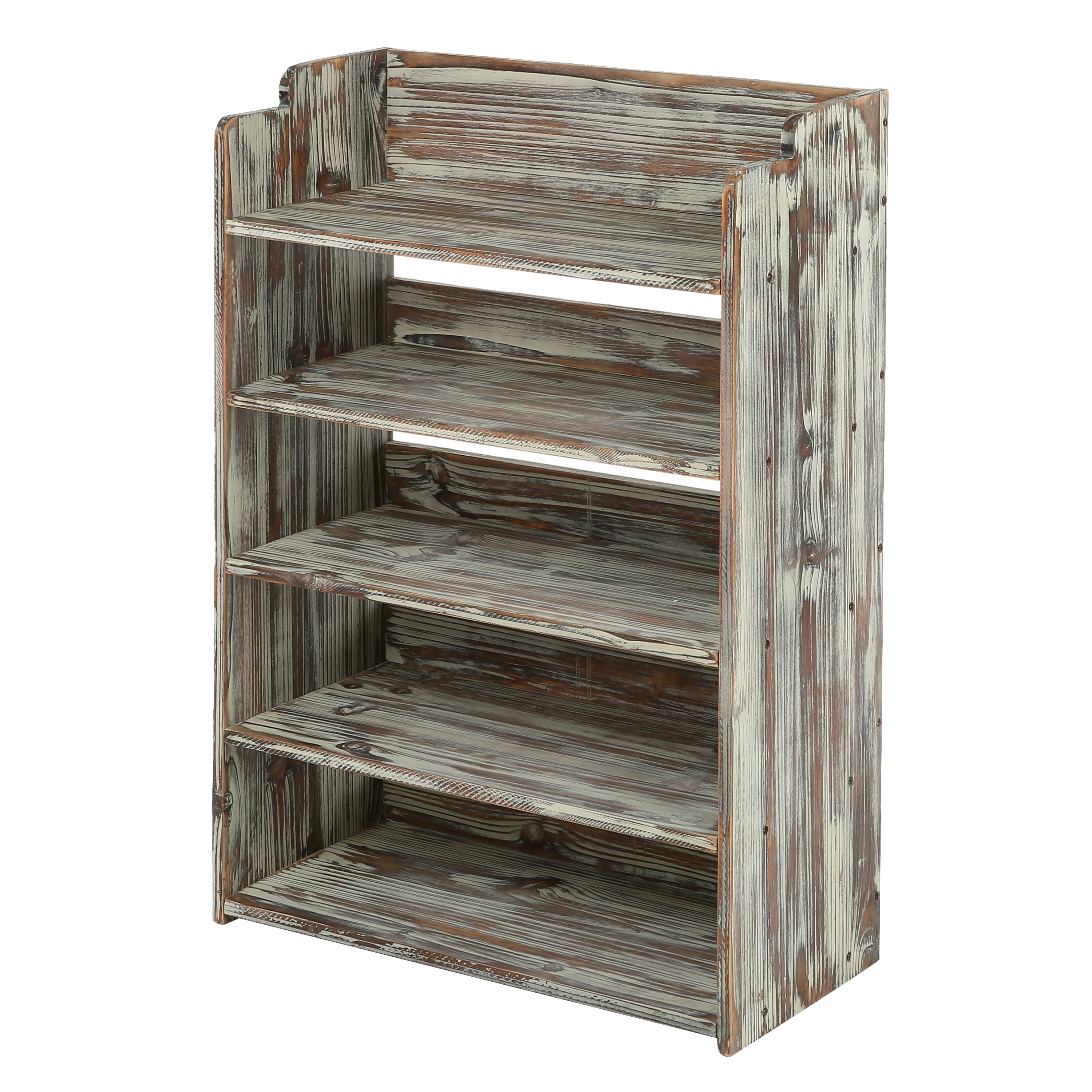 MyGift 5Tier Rustic Torched Wood Entryway Shoe Rack