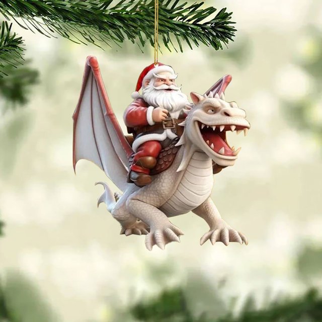 DGLQMYX Papá Noel montado en un dragón: divertidos adornos navideños para decorar el árbol, regalo perfecto para niños y amigos.