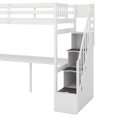 thumbnail image 6 of Twin Size Loft Bed with 3 Storage Staircase and Built-in Desk,Solid Wood Loft Bed Frame with Storage Ladder and Full Length Guardrail,Multifuctional Loft Bed for Boys and Girls,White, 6 of 7