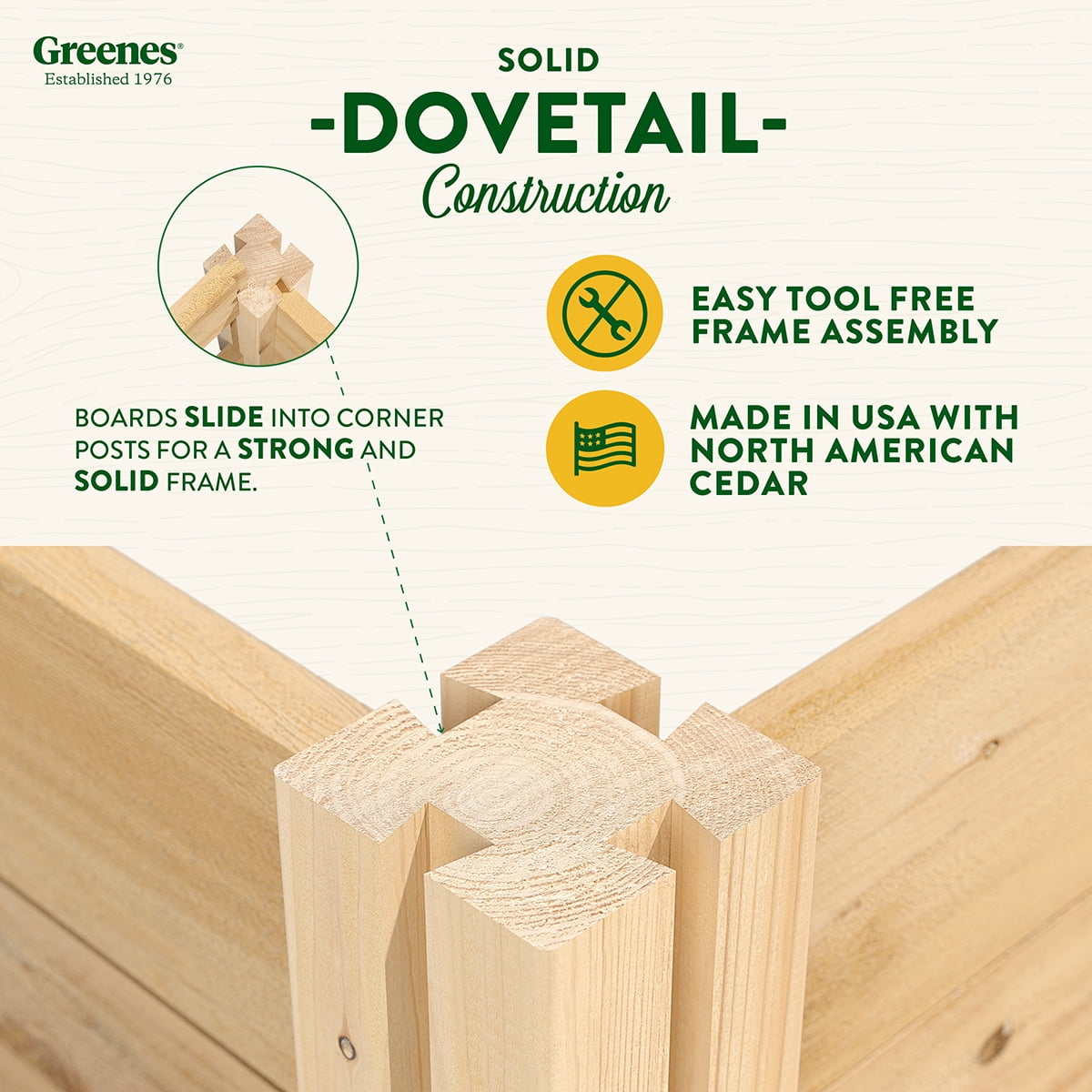 Greenes Fence 4' x 4' x 10.5" (3/4" Thick) Premium Cedar Raised Garden Bed with CritterGuard Fence System