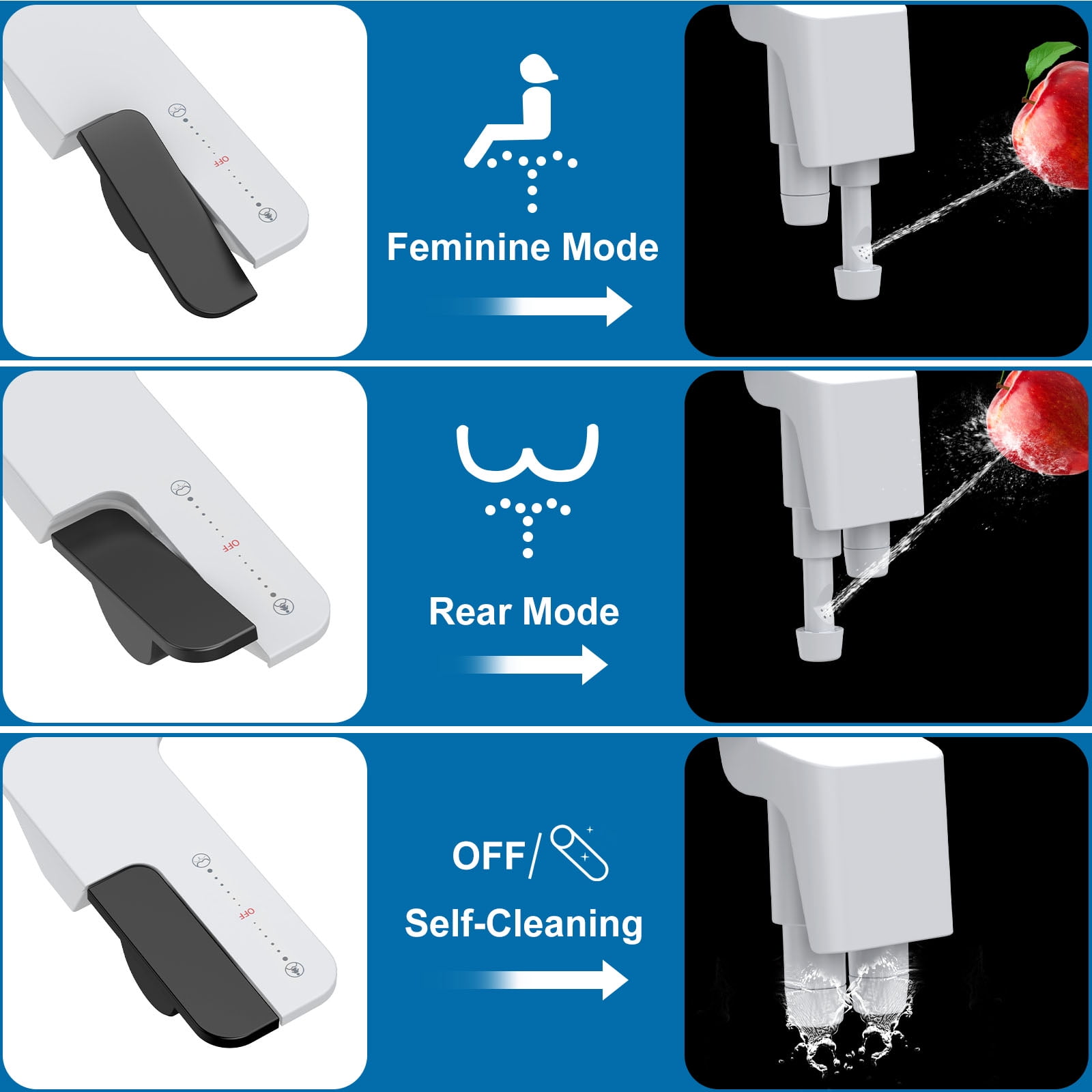Garvee Non-Electric Bidet Attachment with Self-Cleaning Dual Nozzles & Brass Inlet Adjustable Pressure Easy Install Toilet Bidet for Rear & Feminine Wash