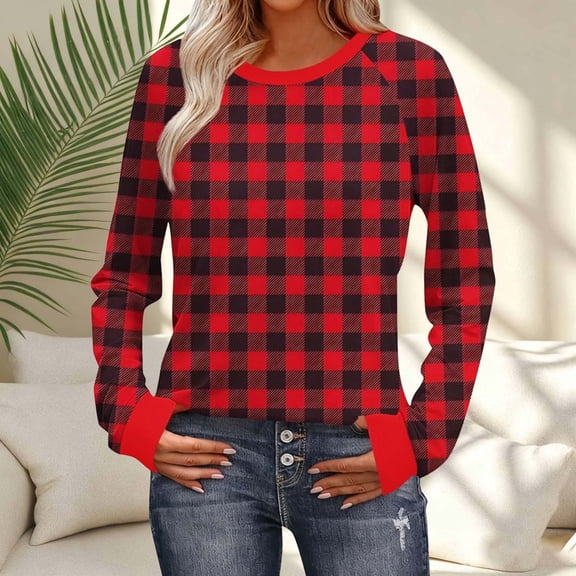 Elvqul Long Sleeve Shirts for Women Round Neck Tops Printing Waist Cinching Temperament Lightweight Womens Shirts