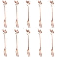 thumbnail image 1 of ORUYROP 10 Pcs Stainless Steel Rose Gold Leaf Creative Appetizer Cake Fruit Forks Set 4.7 Inches Tasting Dessert Forks Kitchen Accessory Wedding Party (Rose Gold-10Forks), 1 of 7