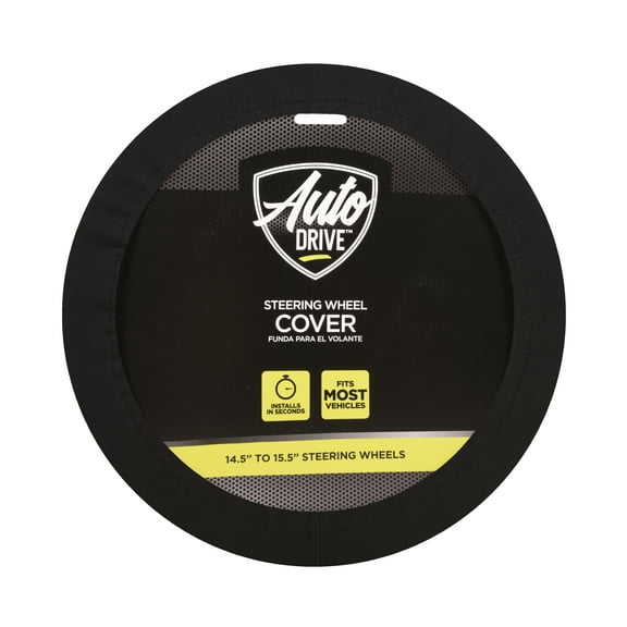 Auto Drive Universal Black Neoprene Waterproof Steering Wheel Cover, Set of 1, Fit for Cars, SUVs, Trucks