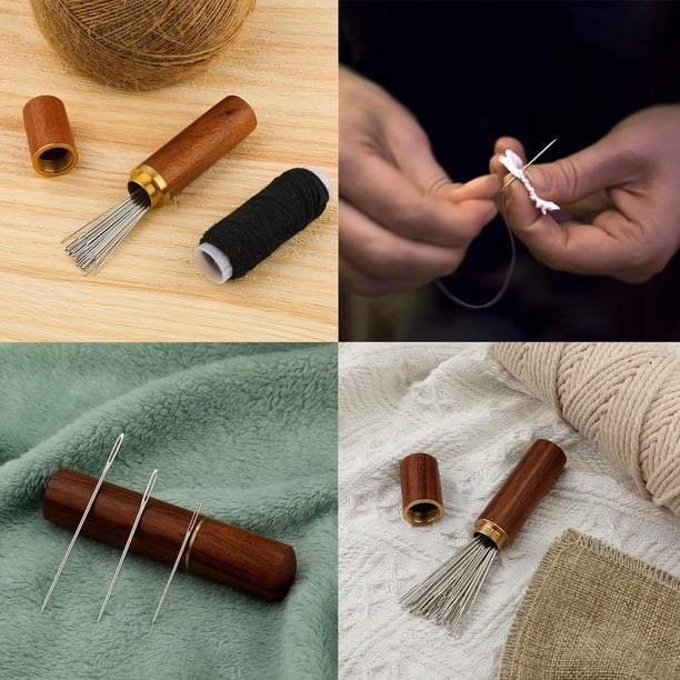 30 Agujas De Coser De Ojo Grande - 6 Tamaños Diferentes Con Caja De Madera | Para Lana, Tapicería Y Manualidades