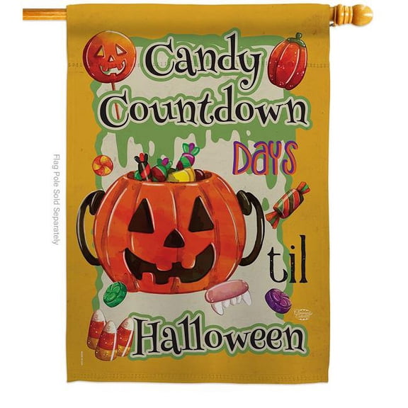 Ornament Collection H191032-BO 28 x 40 in. Candy Countdown House Flag with Fall Halloween Double-Sided Decorative Vertical Flags Decoration Banner Garden Yard Gift