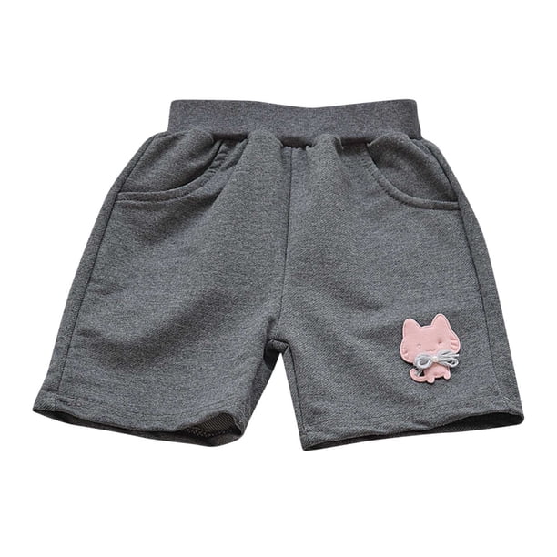 Odeerbi 2-12 Años Niños Niñas Bermudas Deportivas de Verano Gato Bordado Pantalones Cortos Deportivos de Algodón Bonitos Pantalones Transpirables de Longitud Media