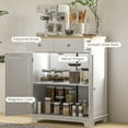 thumbnail image 6 of HOMCOM Kitchen Storage Cabinet, Sideboard Floor Cupboard with Solid Wood Top, Adjustable Shelf, and 2 Drawers for Living Room, Distressed White, 6 of 9