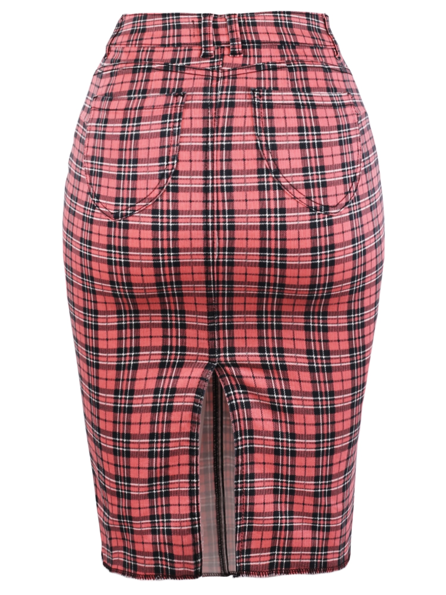 Pink plaid pencil clearance skirt