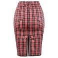 thumbnail image 3 of A2Y Women's Slim Fit Rayon Knee Length Back Slit Denim Jean Pencil Skirt Pink Plaid Check S, 3 of 3