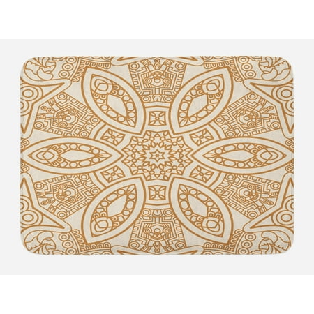 - Beige Bath Mat, Ornate Ethnic Squared and Rounded Asian Eastern Texture with Dimensional Axis Artwork, Non-Slip Plush Mat Bathroom Kitchen Laundry Room Decor, 29.5 X 17.5 Inches, Tan Cream, Ambesonne